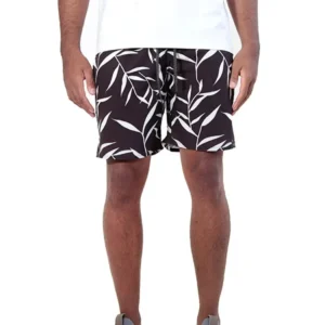 Short Praia Enck Estampado Com Elastando Bali Preto/Branco